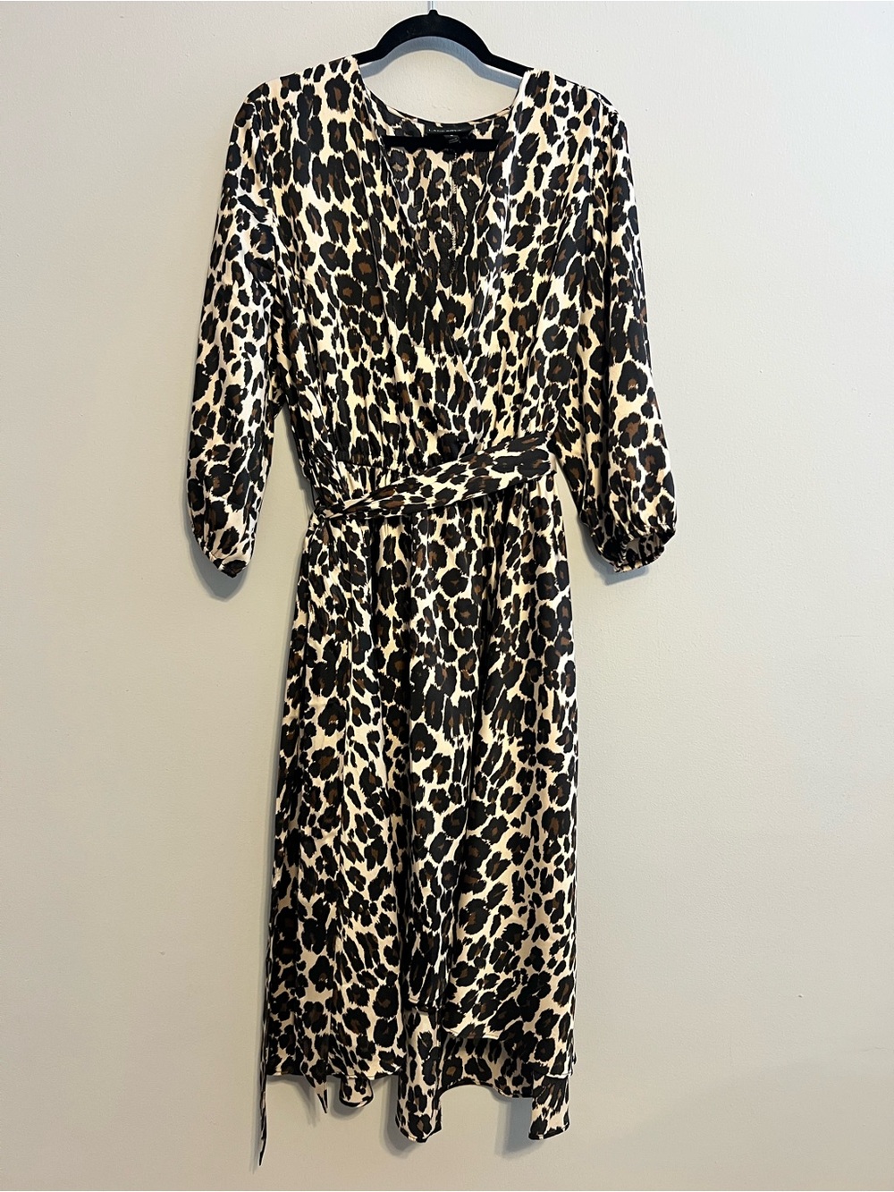 Lane Bryant Leopard Print Midi Wrap Dress - Black & Cream